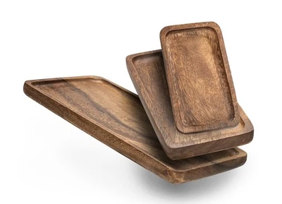 Servierschale Akazienholz rechteckig Servierbrett Deko Teller Holz Unikat - Bild 1 von 2