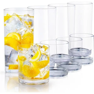 Acrylic Plastic Glasses Drinkware - 8 Piece Unbreakable Drinking Glasses - Stack - Picture 1 of 3