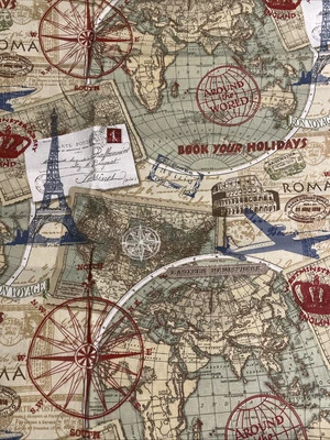 Around the World Cotton Fabric Yard By Fabric Traditions New - Image 1 of 2