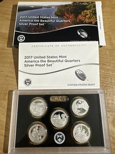 2017-S AMERICA THE BEAUTIFUL QUARTER SILVER PROOF SET!! WITH BOX AND COA!! - Picture 1 of 4
