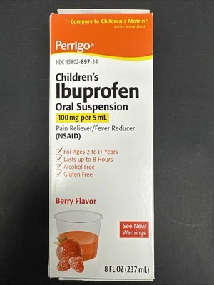 Perrigo Ibuprofen Liquid BERRY FLAVOR 8oz BIG BOTTLE __ - Image 1 of 4