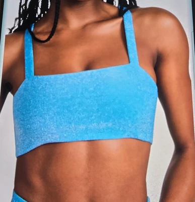 Top de natación Mikoh Kano metálico plano elástico cuadrado azul para adolescentes. Talla grande Foto 1 de 4