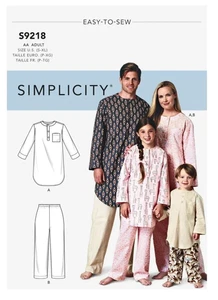 SIMPLICITY PATTERN 9218 PYJAMA SHIRT HOSE ERWACHSENE GRÖSSEN SM M L XL UNGESCHNITTEN - Bild 1 von 2