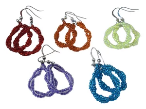 Beaded Earrings, Rainbow Twists - Picture 1 of 6