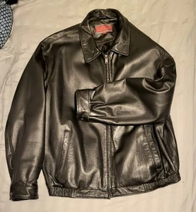 MEN’S Excelled BLACK LEATHER BOMBER JACKET  SIZE 2XX - Picture 1 of 5