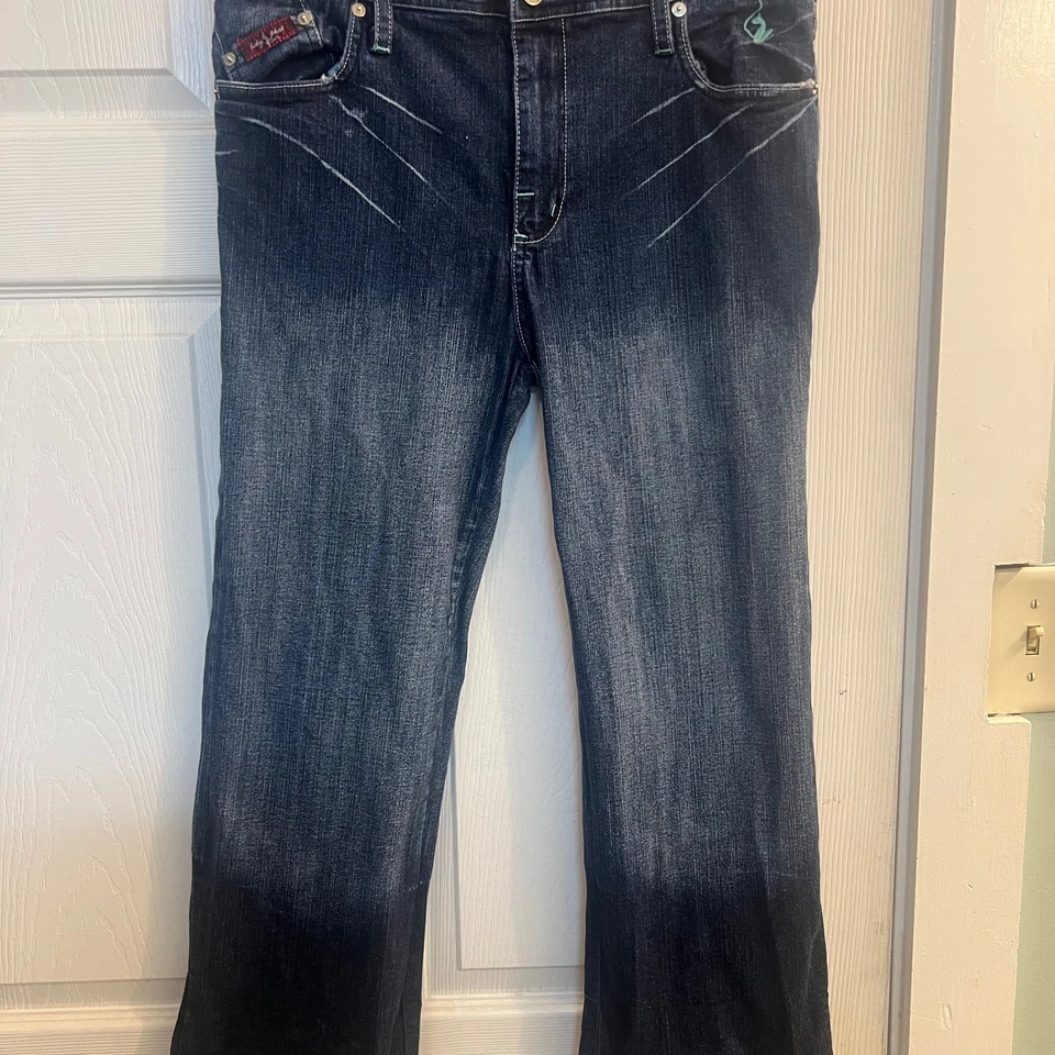 Vintage Baby Phat Capri Jeans Size 14 W31 X L 24 Denim Embroidered Cat Hip Hop  - Image 1 of 4