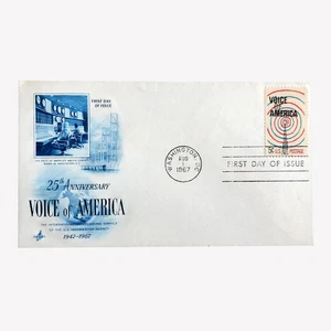FDC 1967 5c Voice of America 25th Anniversary Washington Postage Stamp Ephemera - Picture 1 of 2