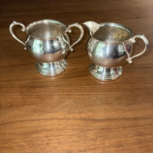 Silver on Copper Sheridan Vintage Creamer Pitcher Sugar Pot Cream and Sugar Set - Picture 1 of 8