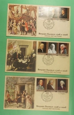 DR WHO 2006 (3) FDC BENJAMIN FRANKLIN ANIV CACHET STRIP COMBO R13843 - Image 1 of 2