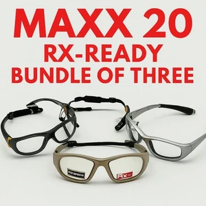 Paquete de 3 gafas deportivas Maxx 20 para niños RX NUEVAS CON ETIQUETAS lentes transparentes protector ocular de seguridad - Imagen 1 de 13