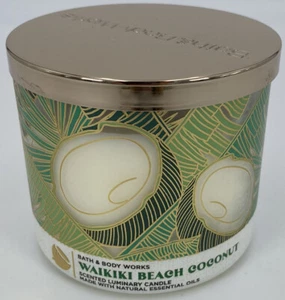 Bath & Body Works Waikiki Beach Coconut 3 Wick Candle New Fast Shipping - Picture 1 of 4