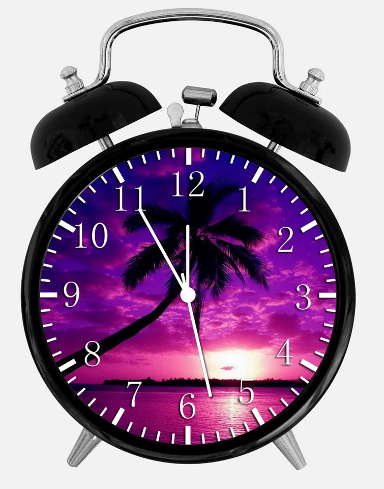 Palm Tree Sunset Alarm Desk Clock 3.75" Home or Office Decor X44 Nice For Gift - Image 1 of 1