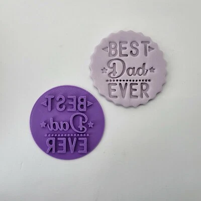 SWEET TREAT STAMPS Best Dad Ever Fathers Day Cookie Embosser Stamp Cupcake Fondant Icing Stamp