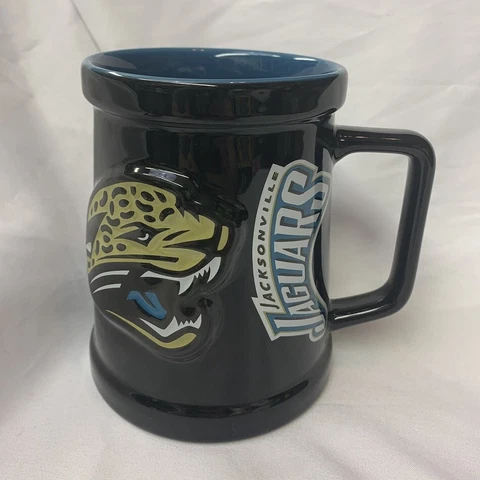 JACKSONVILLE JAGUARS NFL MEGAMUG 2000 EMBOSSED 3D LOGO BLACK & TEAL Cover