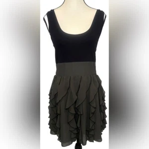 Express Gr. 6 fließendes Kleid ärmellos schwarz und olivgrün - Bild 1 von 8