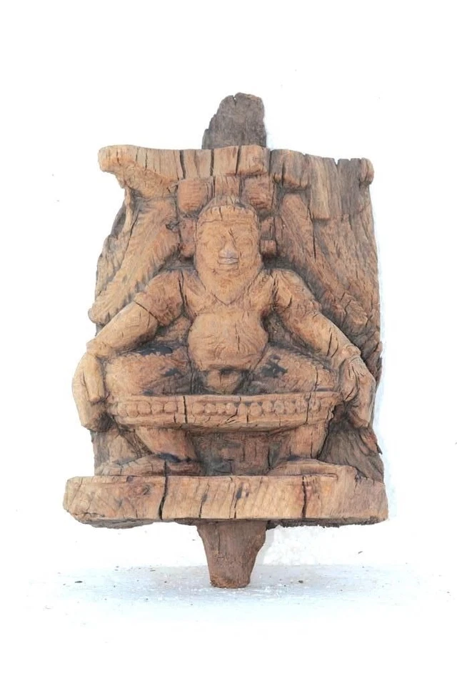 Panel Sadhu de madera tallado antiguo vintage raro decoración del hogar coleccionable Foto 1 de 4