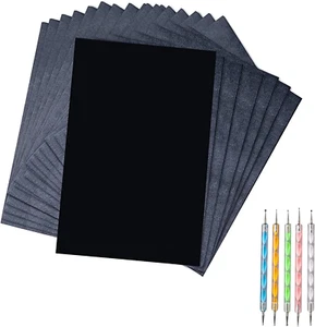 50 Sheets Carbon Paper Black Graphite Paper Transfer Tracing Paper and 5 Pieces - Picture 1 of 12