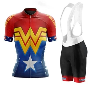 COMPLETO CICLISMO DONNA MTB BATMAN SUPERMAN ESTIVO ABBIGLIAMENTO BICI - Foto 1 di 8