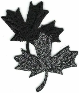 Black Maple Leaves Patch Embroidered Iron-on For Crafts - Picture 1 of 2