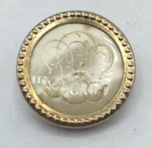 Vtg Sewing Needle Magnetic Front Scroll Design Round Brooch Gold Tone Iridescent - Picture 1 of 6