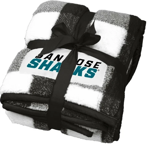 San Jose Sharks NHL 50''x60'' Buffalo Check Frosty Fleece Blanket-F43958534 Cover