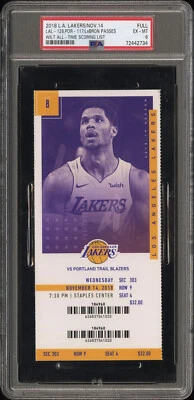 ПОЛНЫЙ БИЛЕТ PSA 6 ЛЕБРОН ДЖЕЙМС пропуска УВЯДШИЙ КАМЕРГЕР ЗАБИВАЕТ НБА LAKERS 2018 - Изображение 1 из 3