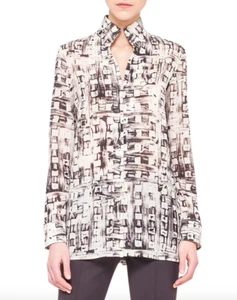 AKRIS Abstract Print Mock-Neck Tunic SZ 42 = US 10 (Fits M) - NWOT RT $1,390 +Tx - Picture 1 of 4