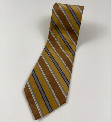 Claiborne Men 100% Silk Handmade Traditional Neck Tie  Brown w/ Stripes  NWOT - Image 1 of 4
