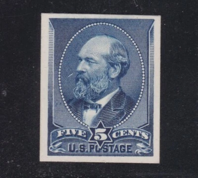 US 216P4 5c Garfield Proof on Card VF-XF H SCV $50 - Image 1 of 2