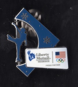 SOCHI 2014. OLYMPIC GAMES. SPONSOR LIBERTY MUTUAL. SPINNING PIN. FIGURE SKATER