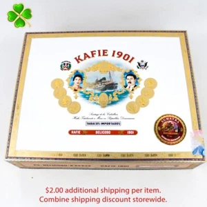 Kafie 1901 Belicoso Sumatra Empty Wood Cigar Box 9" x 7" x 2" - Picture 1 of 12