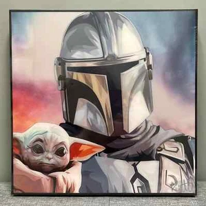 FREE Ship Wall Decor Funny Pop Art Mandalorian Baby Yoda Poster Wooden Frame 10" - Picture 1 of 9
