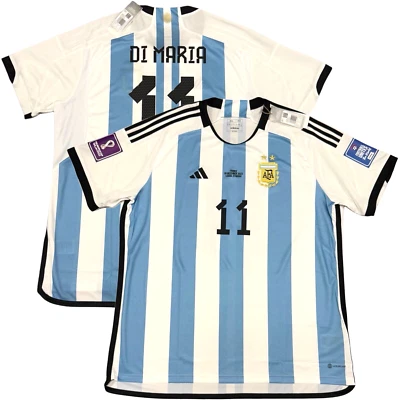 Camiseta Argentina 2022 local #11 Di María 2XL Final Mundial Partido 2 ESTRELLA kit Foto 1 de 4