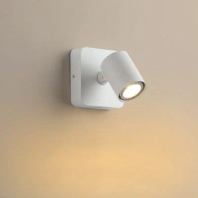 5W LED Bedroom Wall Lamp Swivel Head Light Fixture GU10 Bulb Replaceable Switch - Image 1 of 4