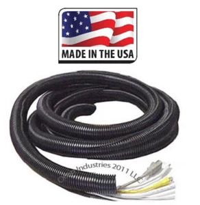 High Quality 100' X 1/2" Split Loom Wire Tubing Black Poly Auto Trailer Made USA - Imagen 1 de 1
