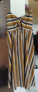 Midikleid, gestreift , Bindeband am Dekolleté - Größe L - Länge 100 cm - Bild 1 von 1