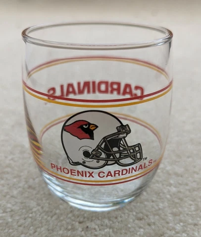 Vintage Phoenix Cardinals 3-3/4” Drinking Glass NFL Stemless Tumbler Arizona Cover