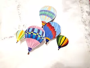 Bovano Hot Air Balloons Enamel on Copper Wall Art Sculpture 9.5in L x 9in h - Picture 1 of 3