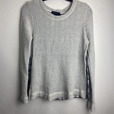 Sanctuary Flannel/Sweater Combo Ivory Gray Long Sleeve Womens Size Medium - Imagem 1 de 4