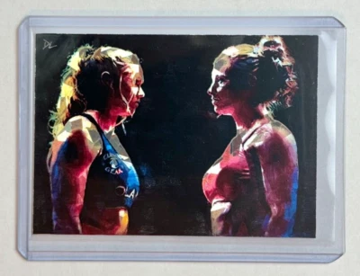 Tarjeta refractora 1/1 firmada por artista "MMA Superstars" de Ronda Rousey y Miesha Tate Foto 1 de 2