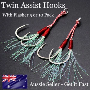 20x Jigs Assist Hooks Twin Jigging Metal Fishing Lures Slow Inchiku Micro Octo - Picture 1 of 6