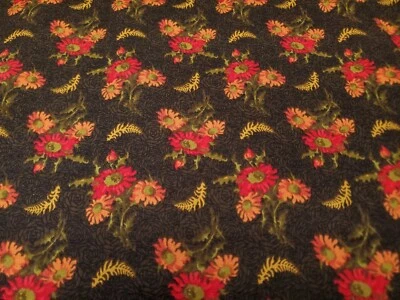 3/4 Yd Harvest Festival Cotton Fabric Sunflowers Blank Quilting Fall  Bolt End  - Image 1 of 3