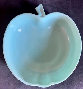 Vintage Hazel Atlas Milk Glass Turquoise Apple Bowl 10 x 9 - Picture 1 of 4