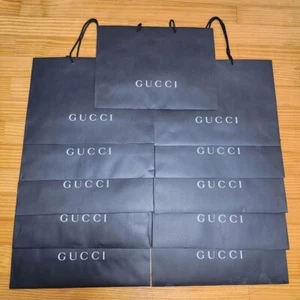 [Set of 11] GUCCI Authentic Black Shopping Paper Gift Tote Bags 14.2x18.8x6.7 in - Picture 1 of 4