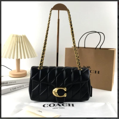 Bolso de Hombro Acolchado COACH CP150 Tabby 26 Cuero Napa Negro Dorado Outlet Nuevo - Imagen 1 de 4