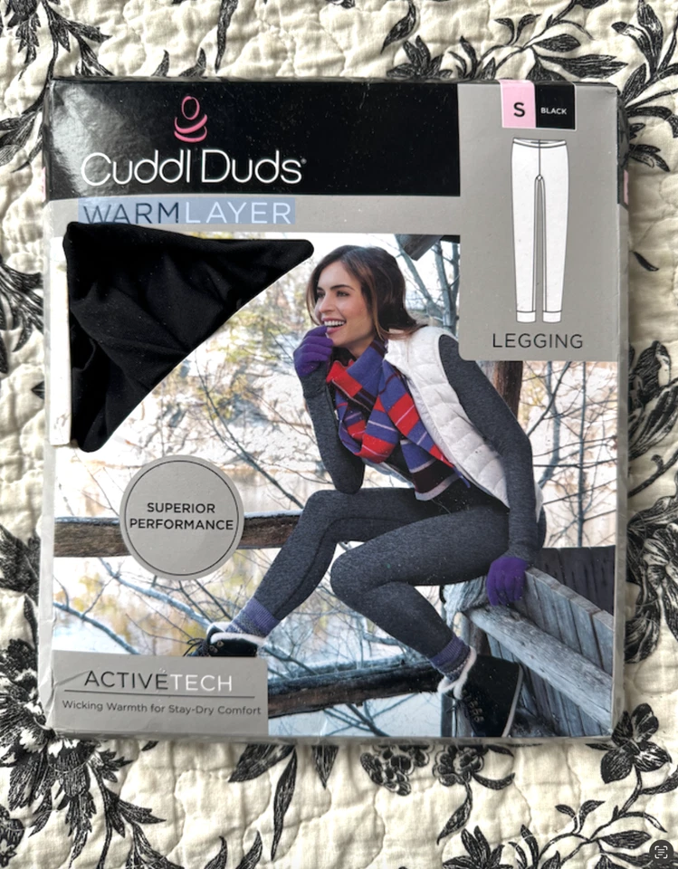 Leggings Cuddl Duds Active Tech negros talla pequeña capa cálida Foto 1 de 1