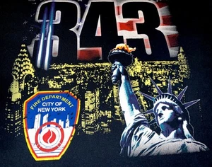 T-shirt FDNY vigili del fuoco New York NYC taglia XL FDNY WTC 343 9/11 Manhattan - Foto 1 di 7