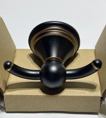 Allen + Roth 2003962 Robe & Towel Hook Oil-Rubbed Bronze Finish Double Hook - Image 1 of 4