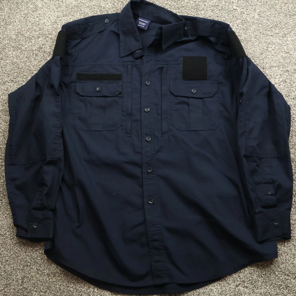 Propper Shirt Mens L Navy Blue Tactical Long Sleeve Workwear Patch Panel zip up - Image 1 of 4