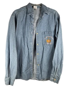 TUTTI VTG MADE IN USA HORIZON OF HOPE LONGABERGER WOMENS Denim Shirt Medium - Picture 1 of 5